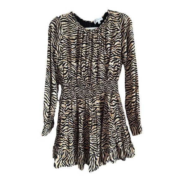Lost + Wander Can’t Be Tamed Animal Print Mini Dress Smocked Waist Womens Size M - Picture 1 of 16